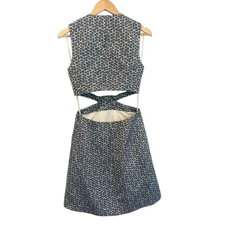 Tory Burch Sateen Jacquard Cut-out Dress Size 4